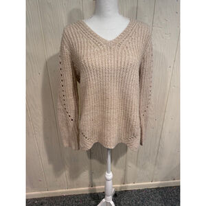 John + Jenn 100% Acrylic Beige Sweater, Size S